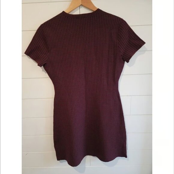 THEORY Burgundy Houndstooth Tunic or Mini Dress Size Large EUC - Picture 2 of 6